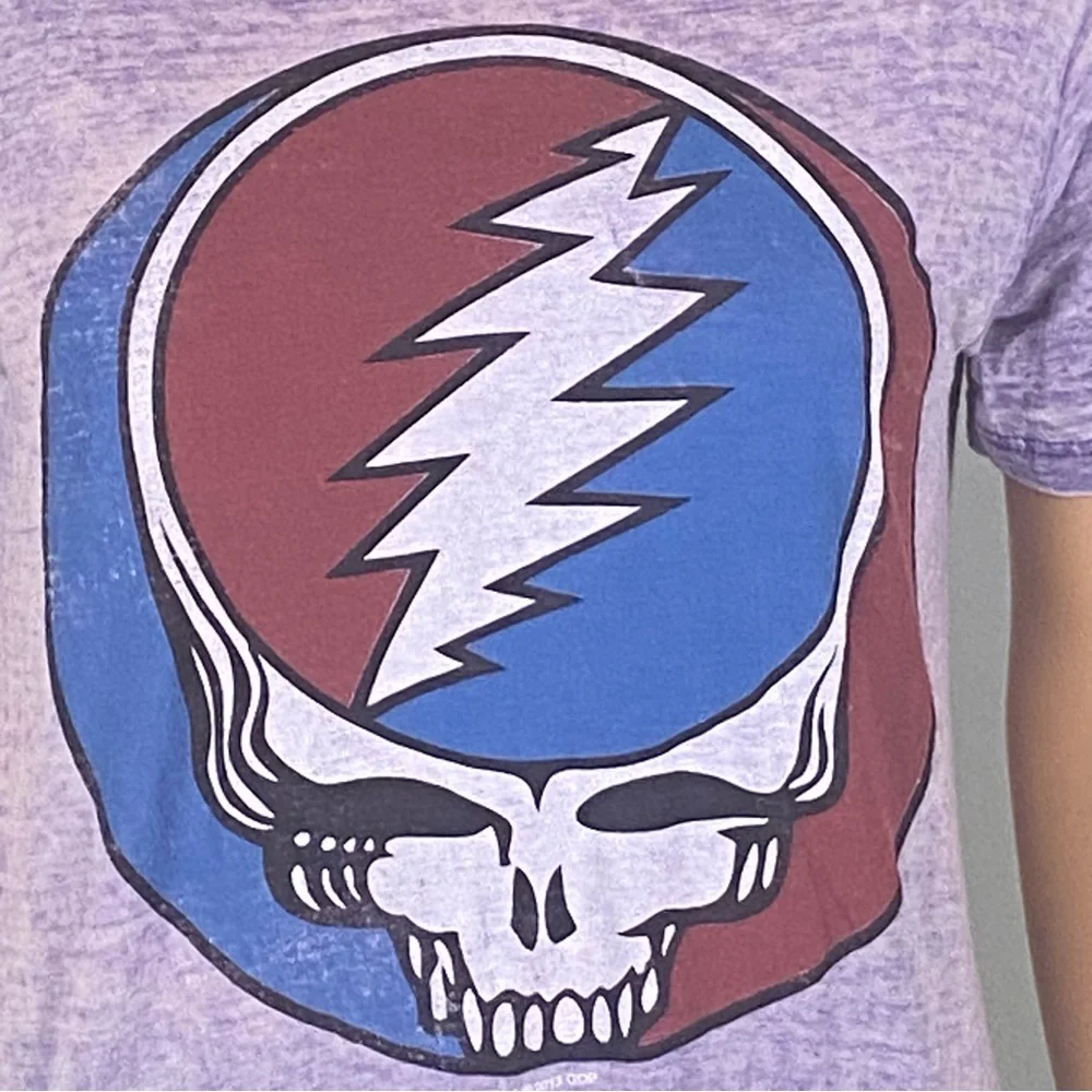 GRATEFUL DEAD 2013 “Steal Your Face” purple burnout lightweight t-shirt Small - Picture 4 of 16